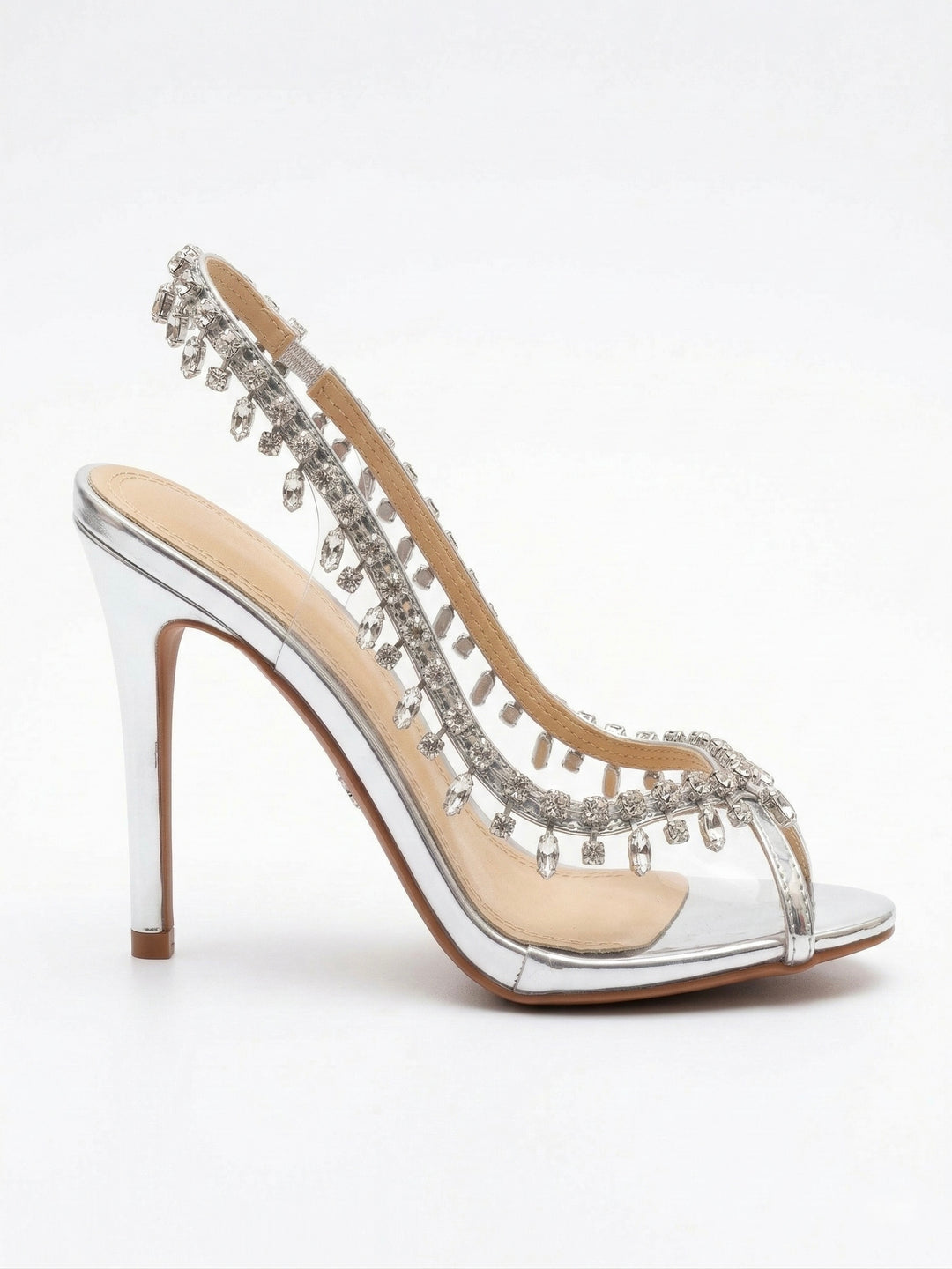 حذاء Aura بكعب عالي مع كريستال متدلٍ (Slingback)