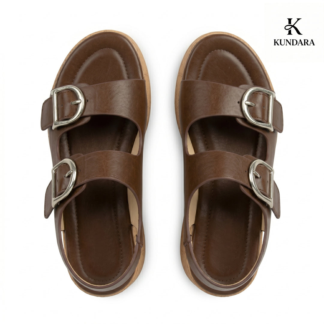 Valencia Double Buckle Wedge Sandal