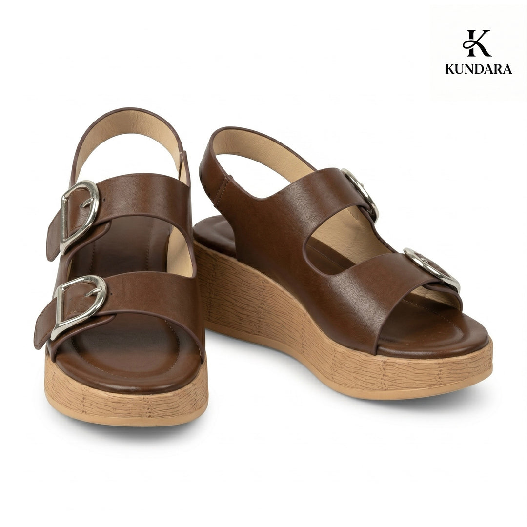 Valencia Double Buckle Wedge Sandal
