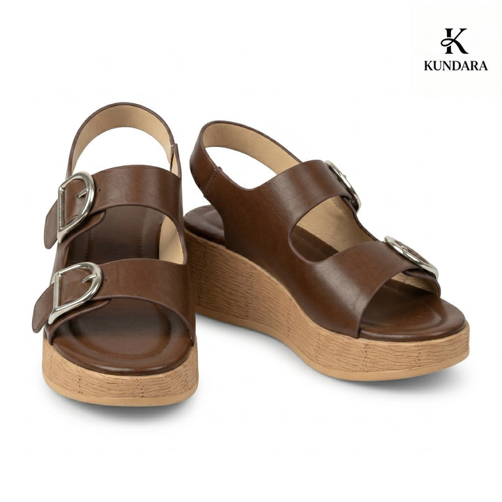 Valencia Double Buckle Wedge Sandal