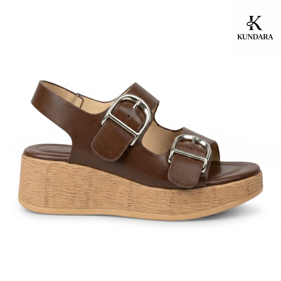 Valencia Double Buckle Wedge Sandal