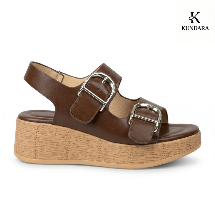 Valencia Double Buckle Wedge Sandal