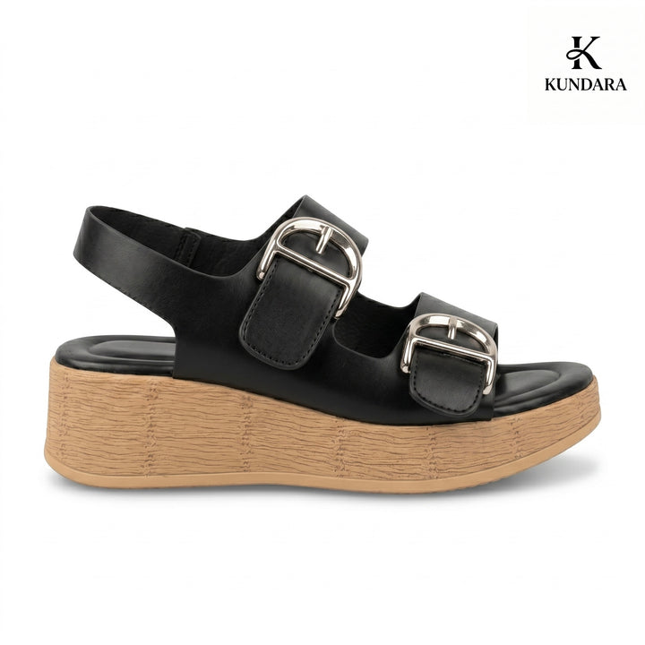 Valencia Double Buckle Wedge Sandal