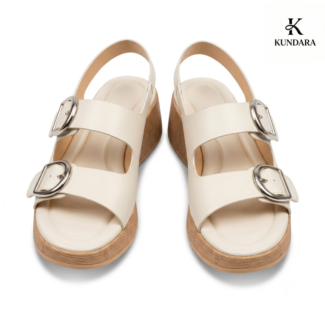 Valencia Double Buckle Wedge Sandal