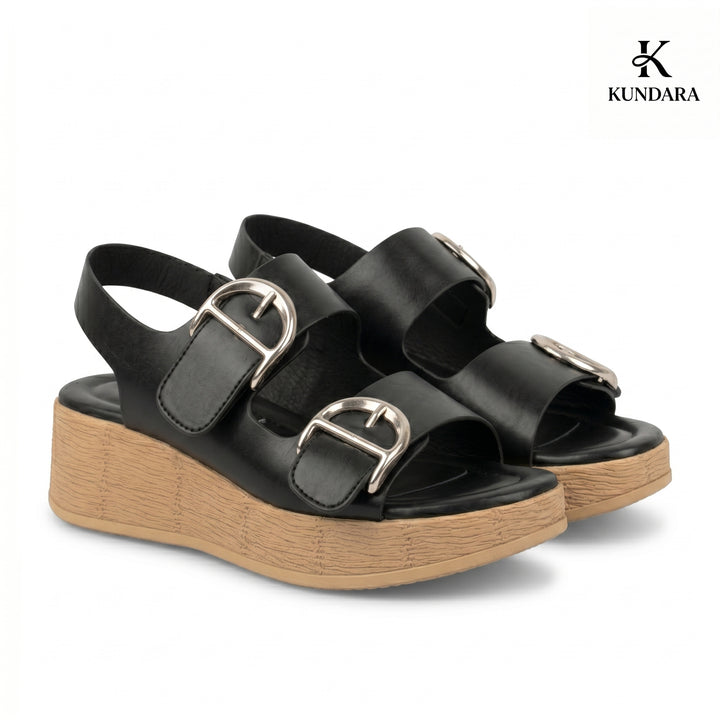 Valencia Double Buckle Wedge Sandal