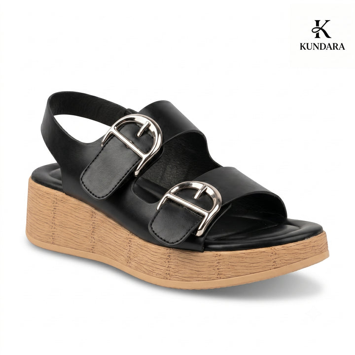 Valencia Double Buckle Wedge Sandal