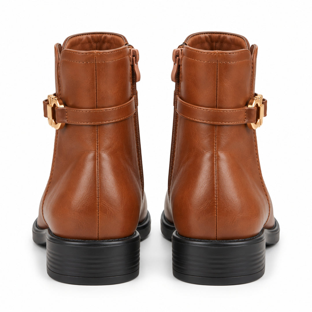 Clara Gold-Link Ankle Boots