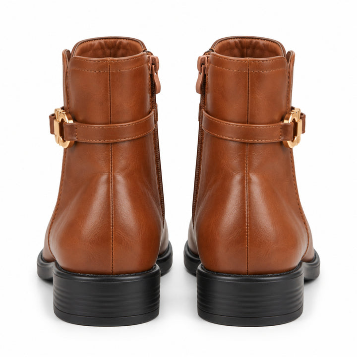 Clara Gold-Link Ankle Boots