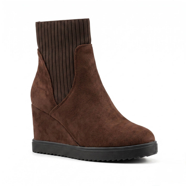 Hazel Knit-Collar Wedge Boots