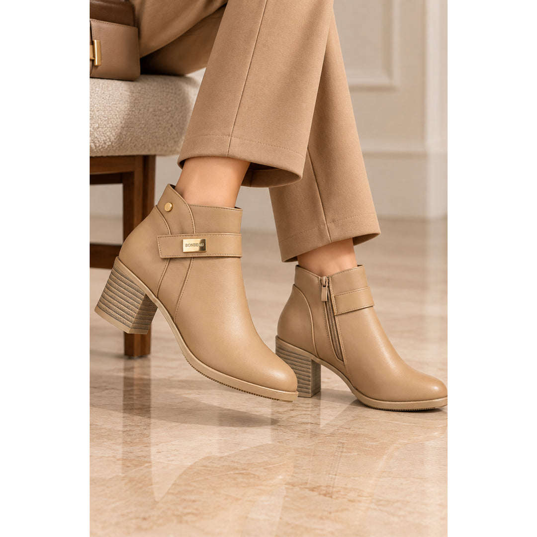 Hazel Gold-Trim Ankle Boots