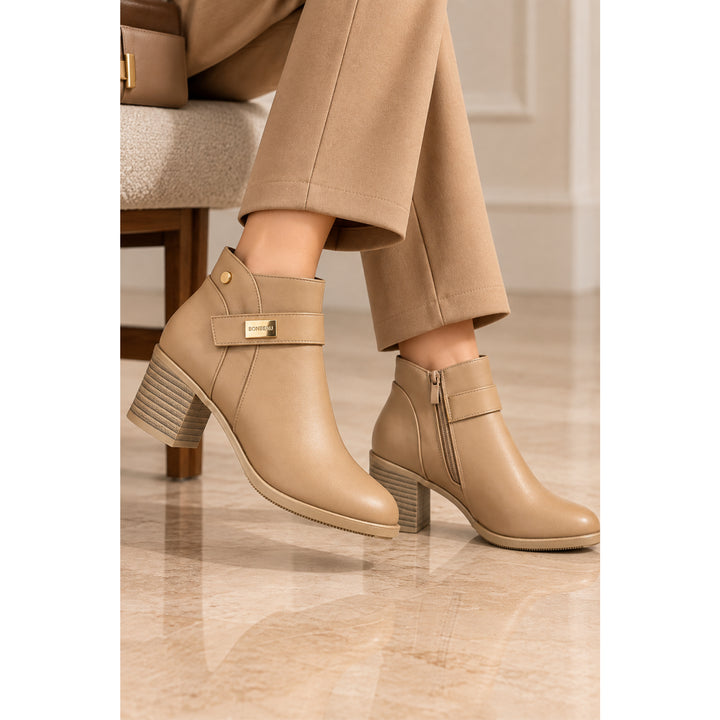Hazel Gold-Trim Ankle Boots