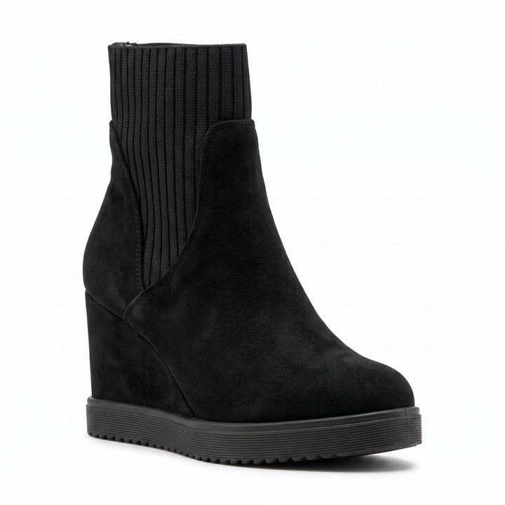 Hazel Knit-Collar Wedge Boots