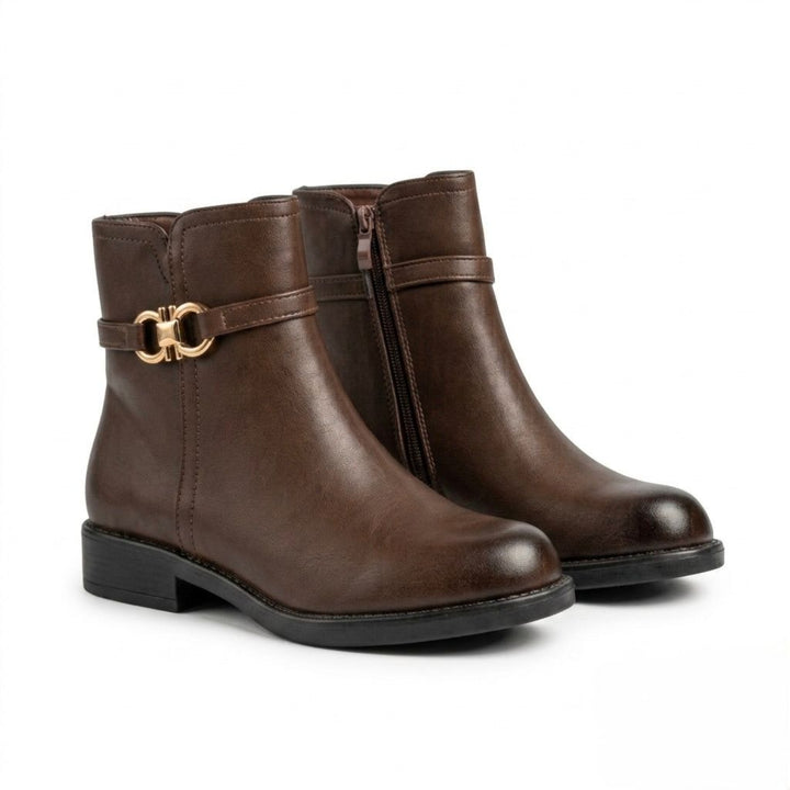 Clara Gold-Link Ankle Boots