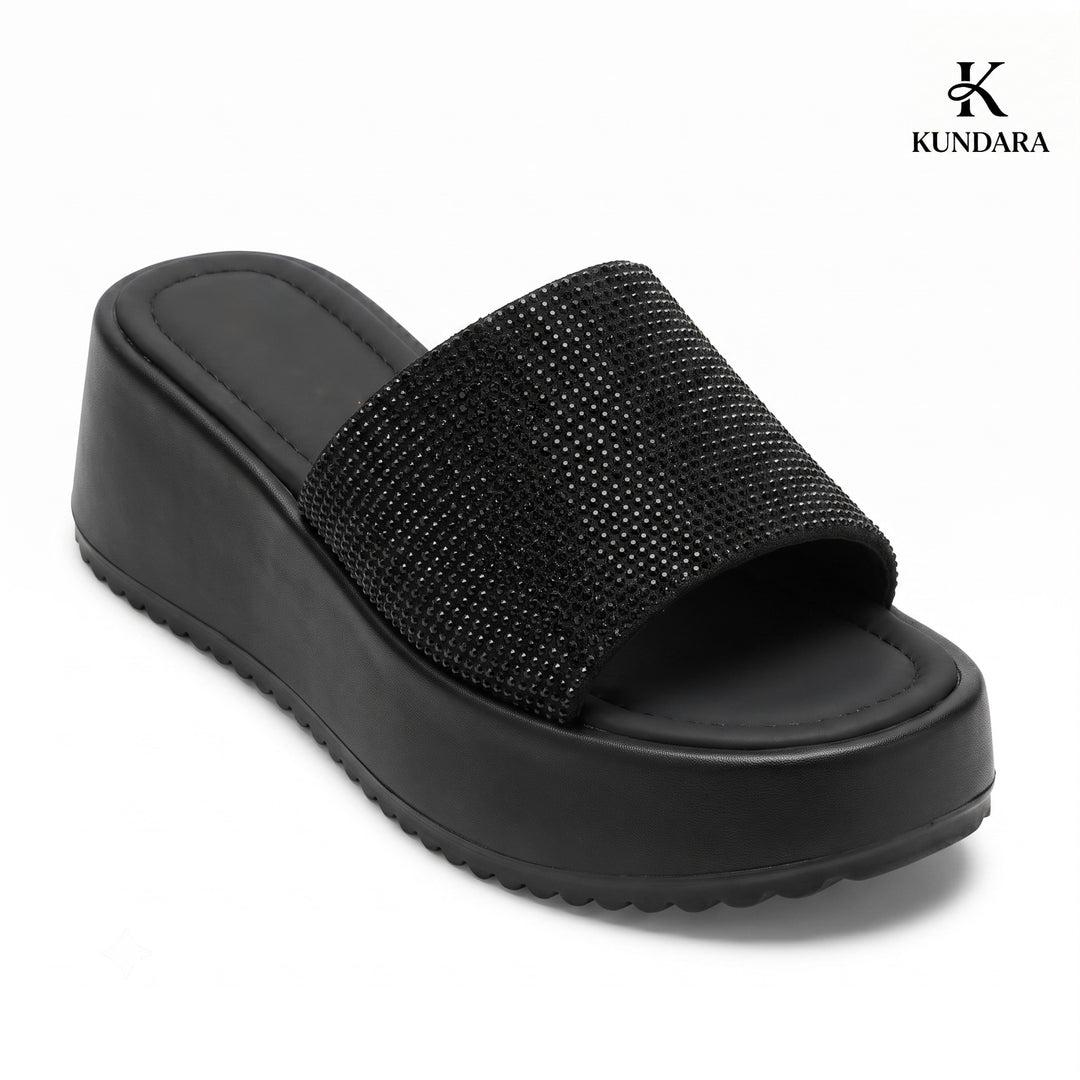 Luna Crystal Wedge Slides