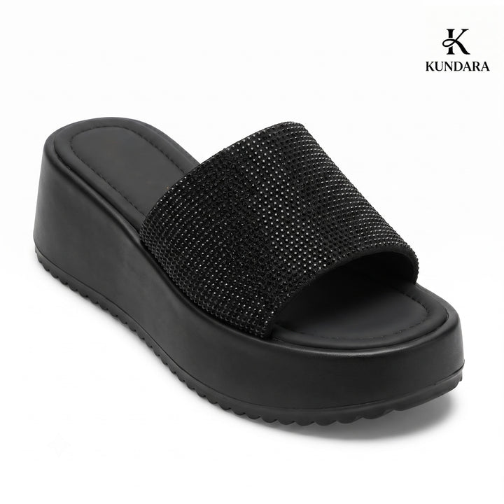 Luna Crystal Wedge Slides