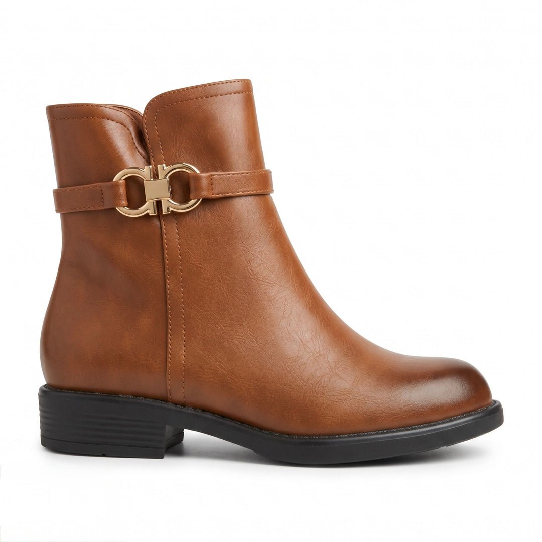 Clara Gold-Link Ankle Boots