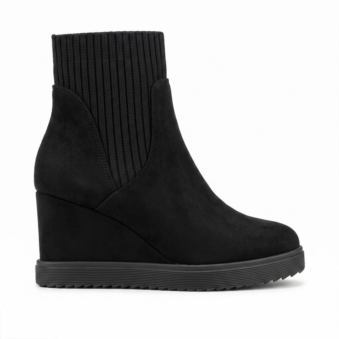 Hazel Knit-Collar Wedge Boots