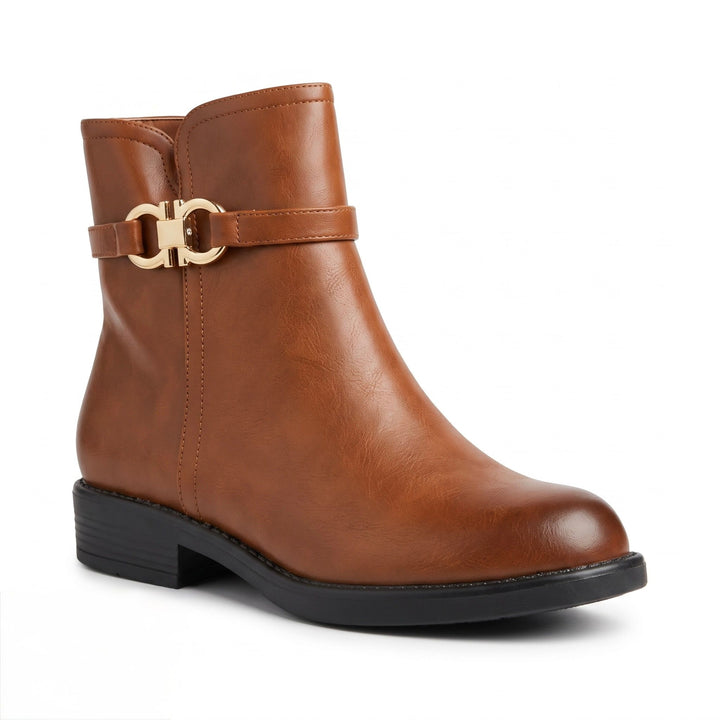 Clara Gold-Link Ankle Boots