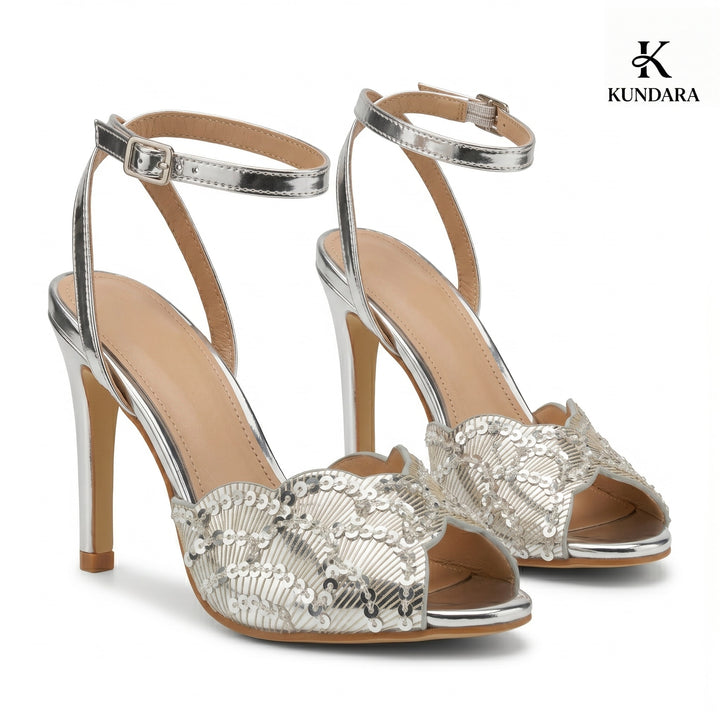 Celeste Sequin Stiletto Heel Sandal