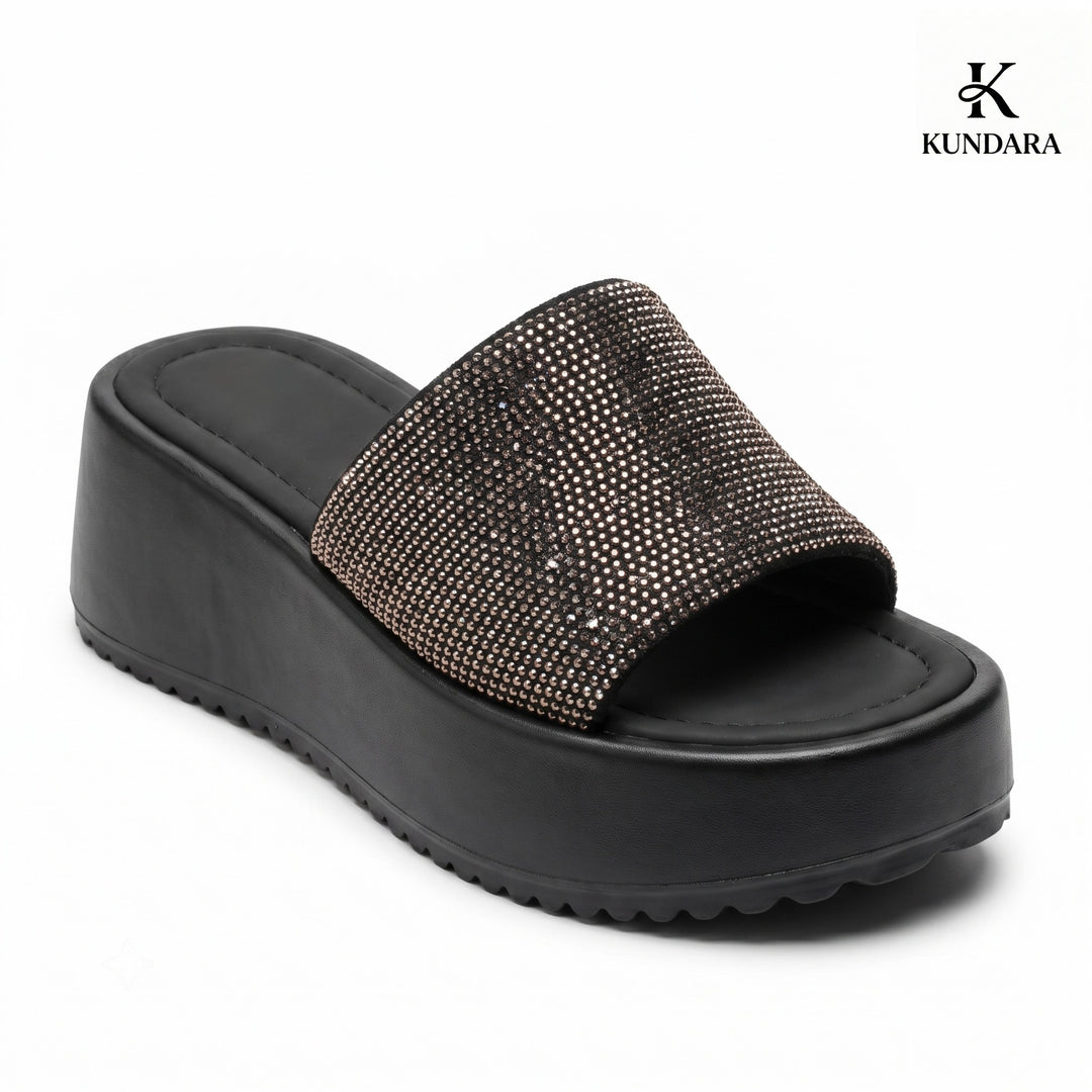 Luna Crystal Wedge Slides