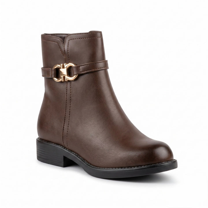 Clara Gold-Link Ankle Boots
