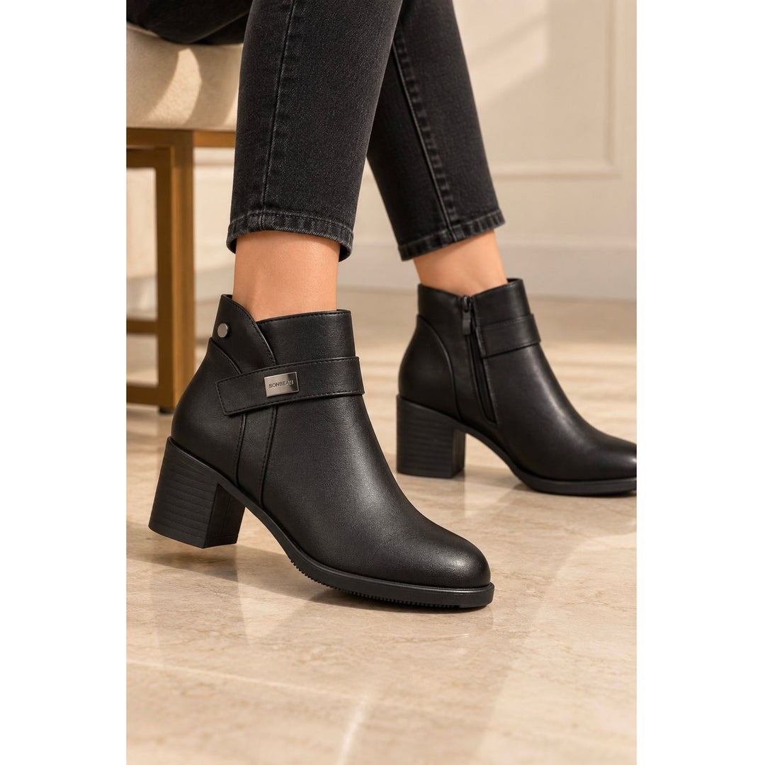 Hazel Gold-Trim Ankle Boots
