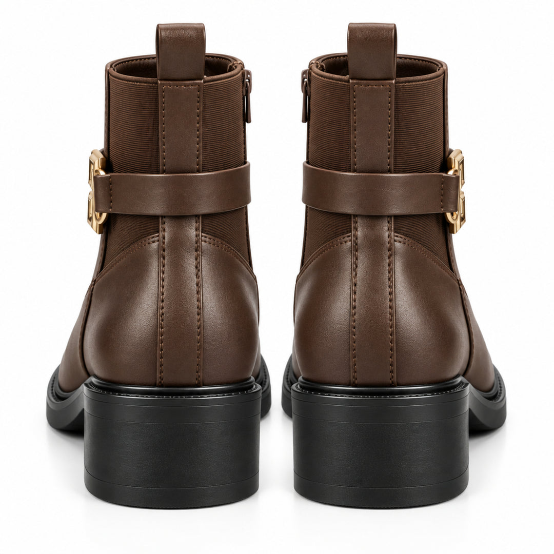 Blair Gold-Buckle Ankle Boots