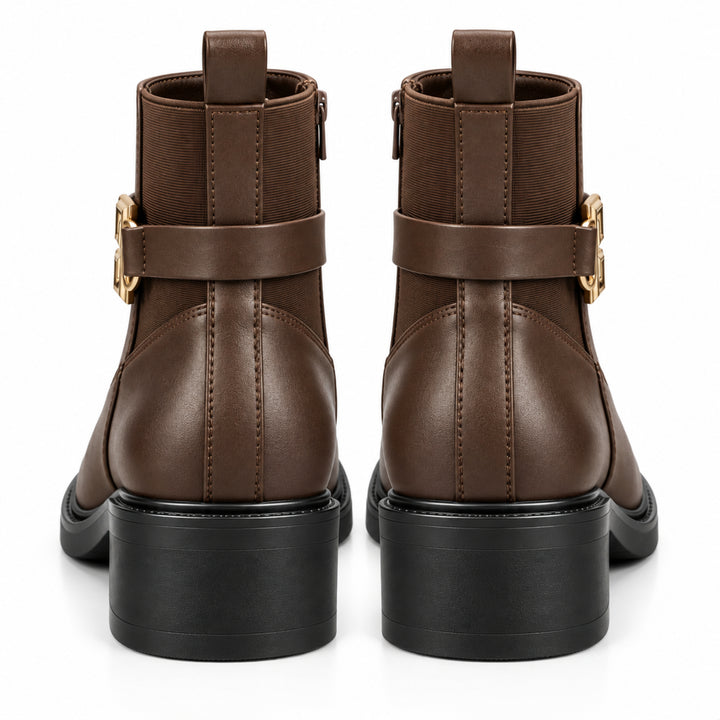 Blair Gold-Buckle Ankle Boots