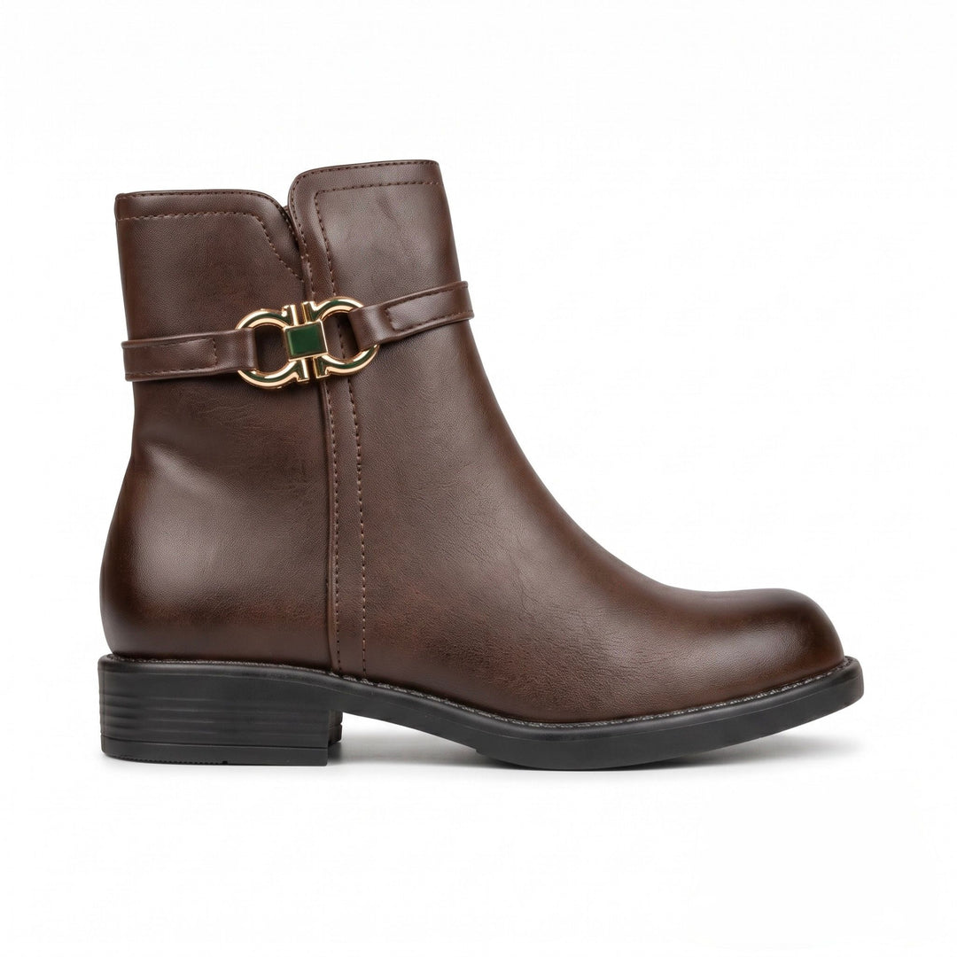 Clara Gold-Link Ankle Boots