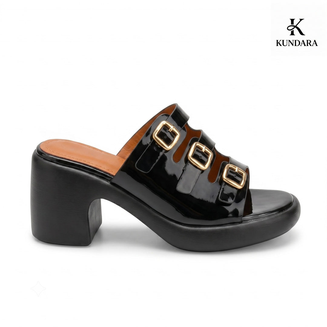 Monroe Triple Buckle Platform Mule