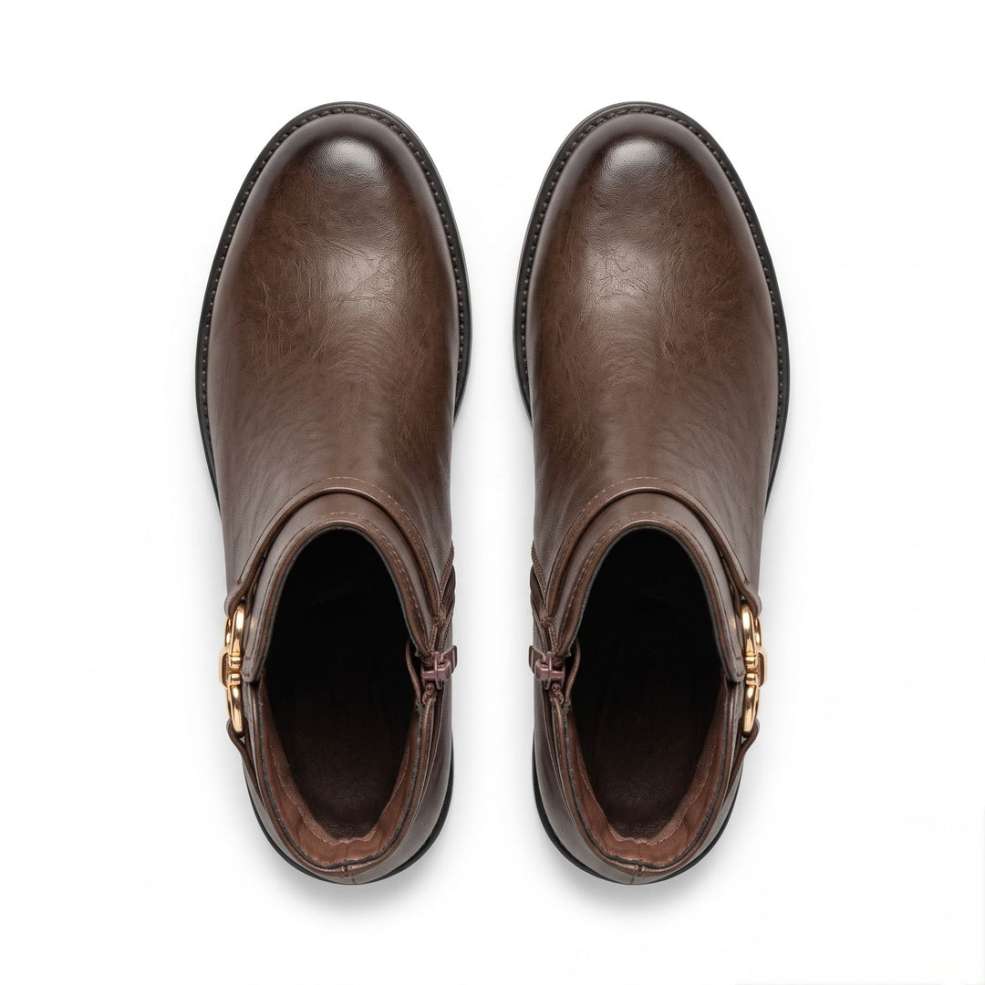 Clara Gold-Link Ankle Boots