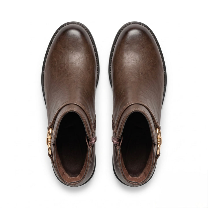 Clara Gold-Link Ankle Boots
