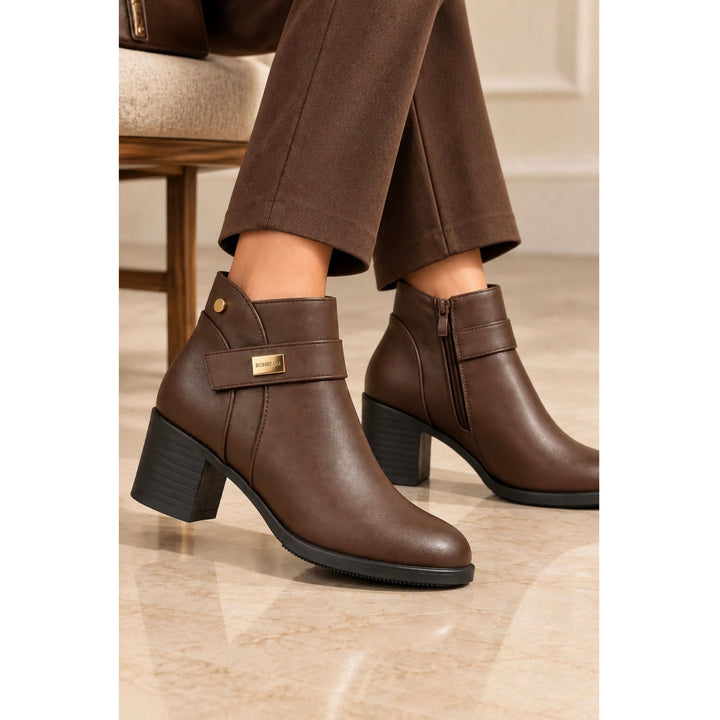 Hazel Gold-Trim Ankle Boots