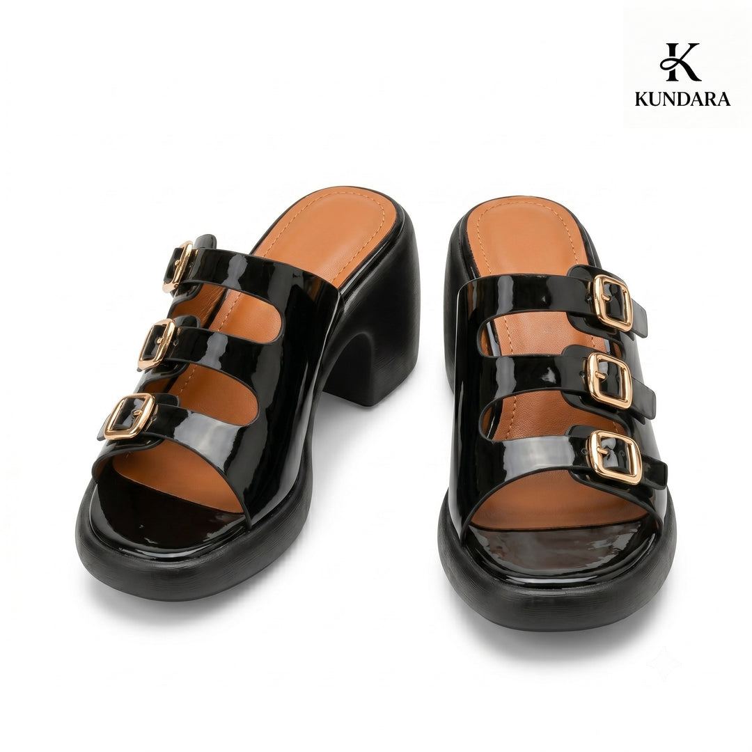 Monroe Triple Buckle Platform Mule