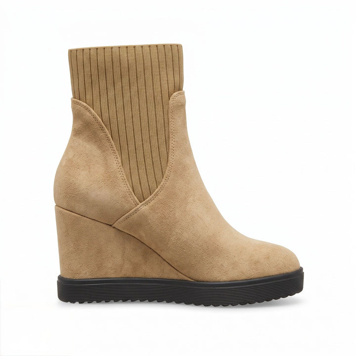 Hazel Knit-Collar Wedge Boots