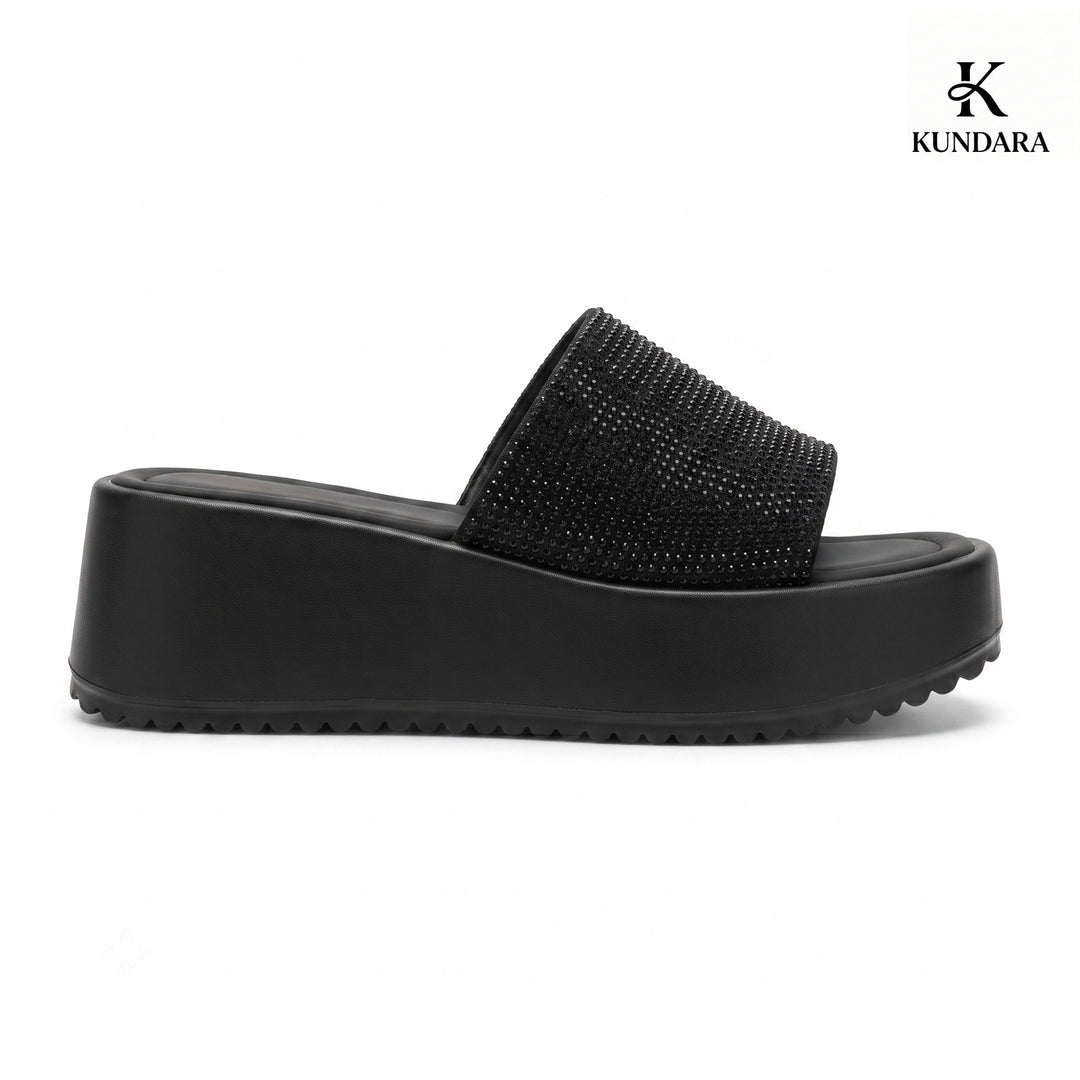 Luna Crystal Wedge Slides