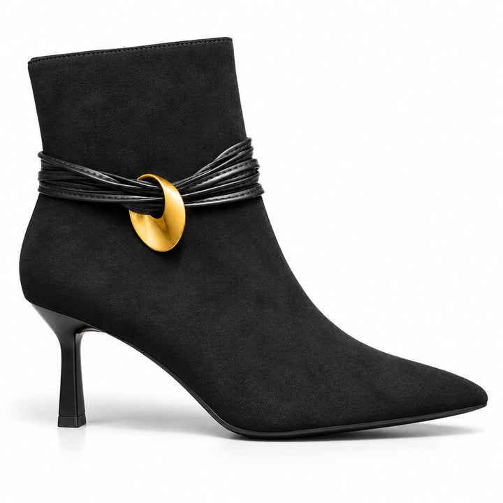 Elara Gold-Link Ankle Boots