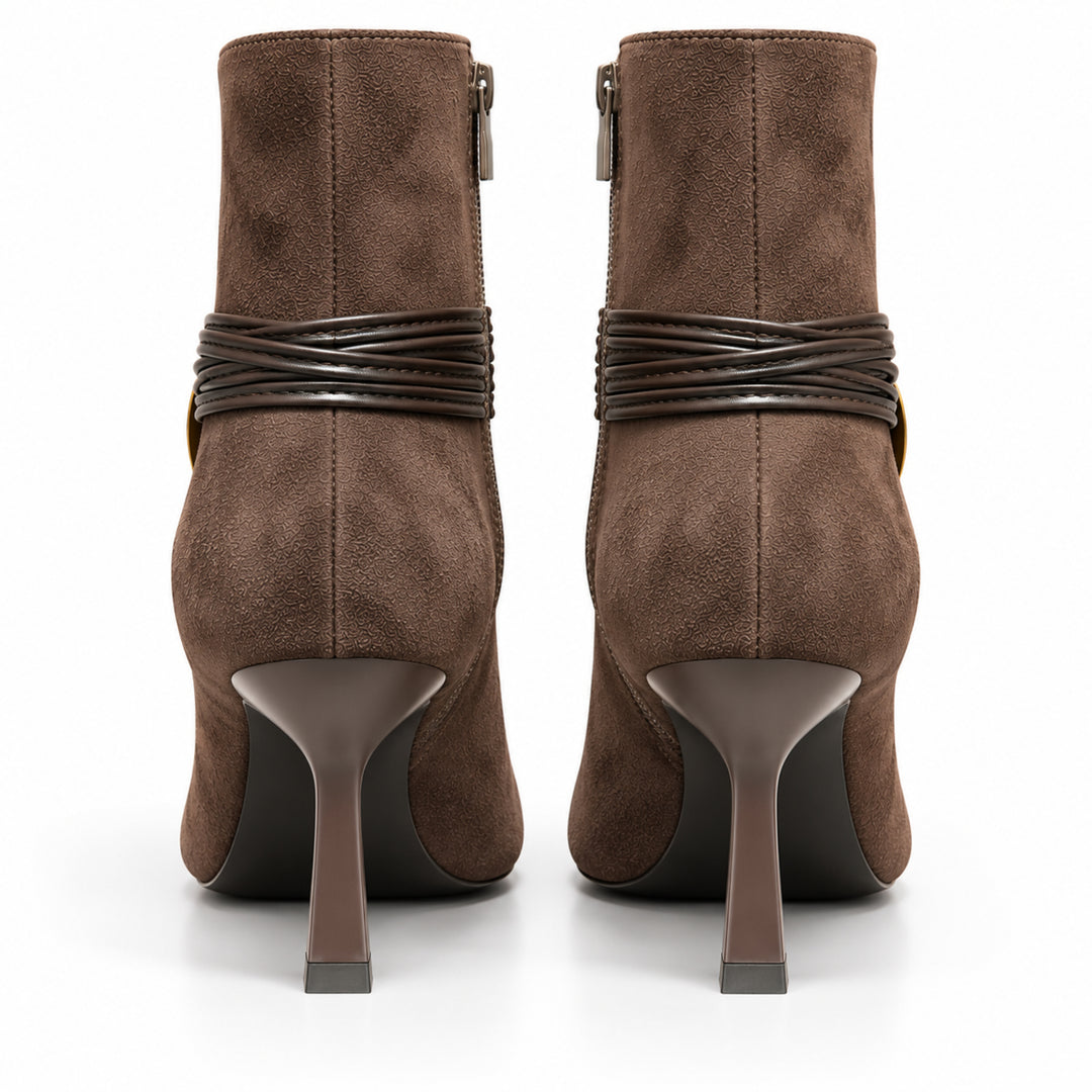 Elara Gold-Link Ankle Boots