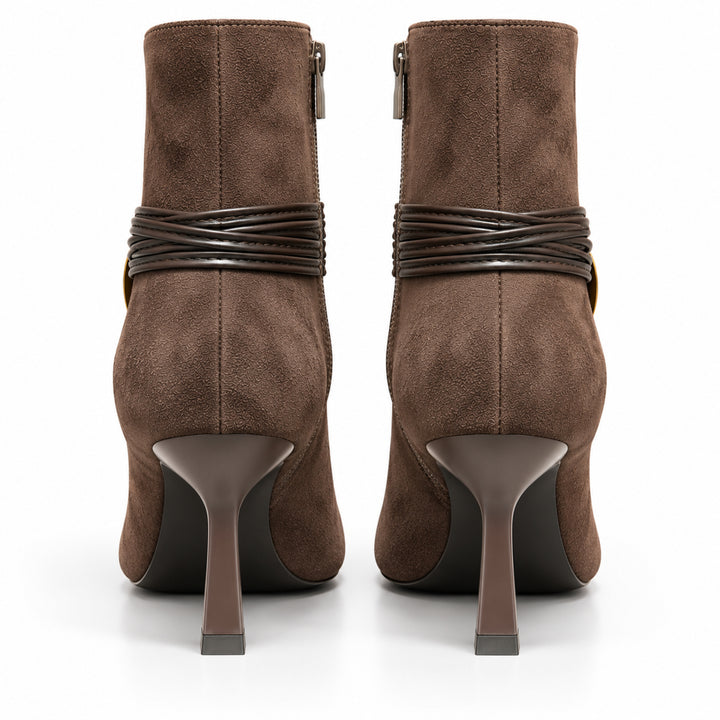 Elara Gold-Link Ankle Boots