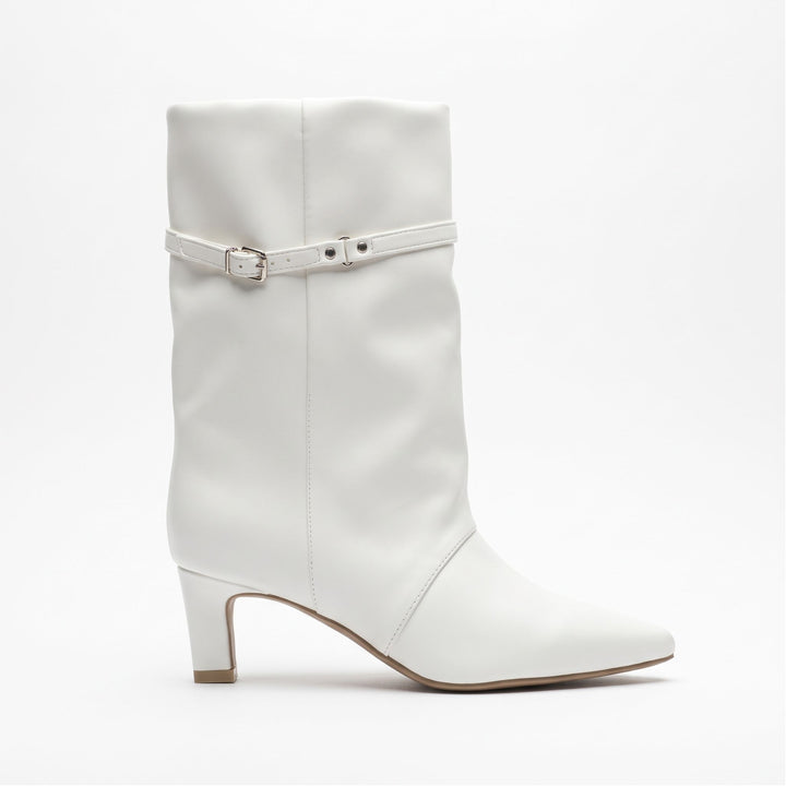 Valentina Buckle-Strap Slouch Mid-Calf Boots