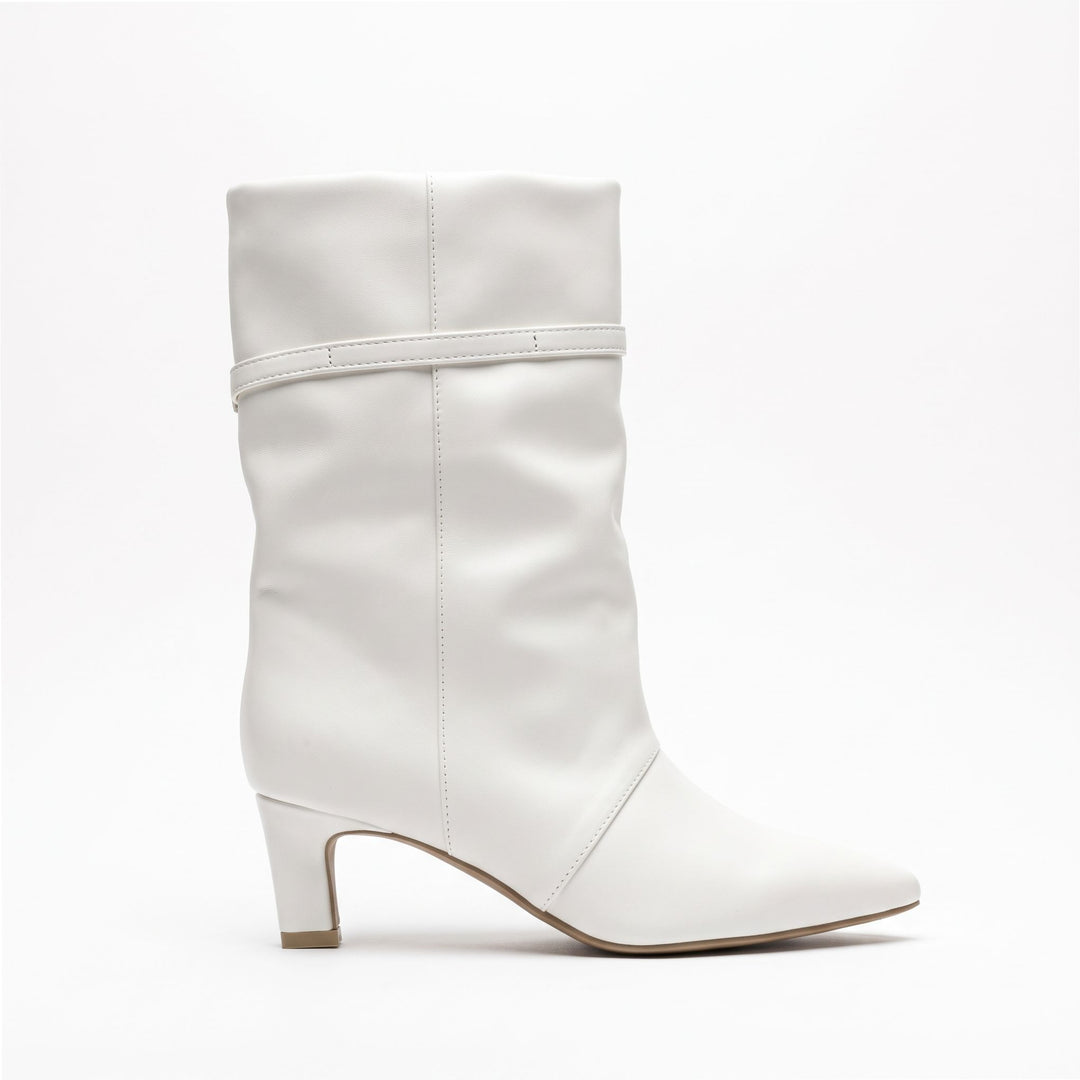 Valentina Buckle-Strap Slouch Mid-Calf Boots