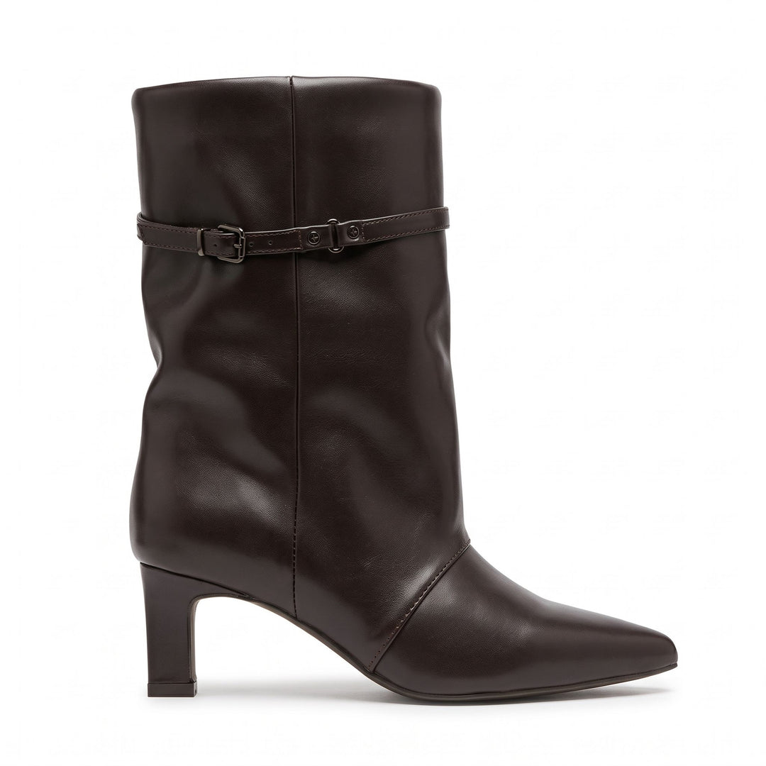 Valentina Buckle-Strap Slouch Mid-Calf Boots