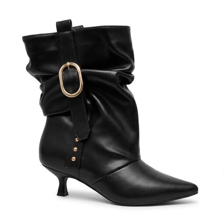 Sabrina Gold-Buckle Slouch Boots