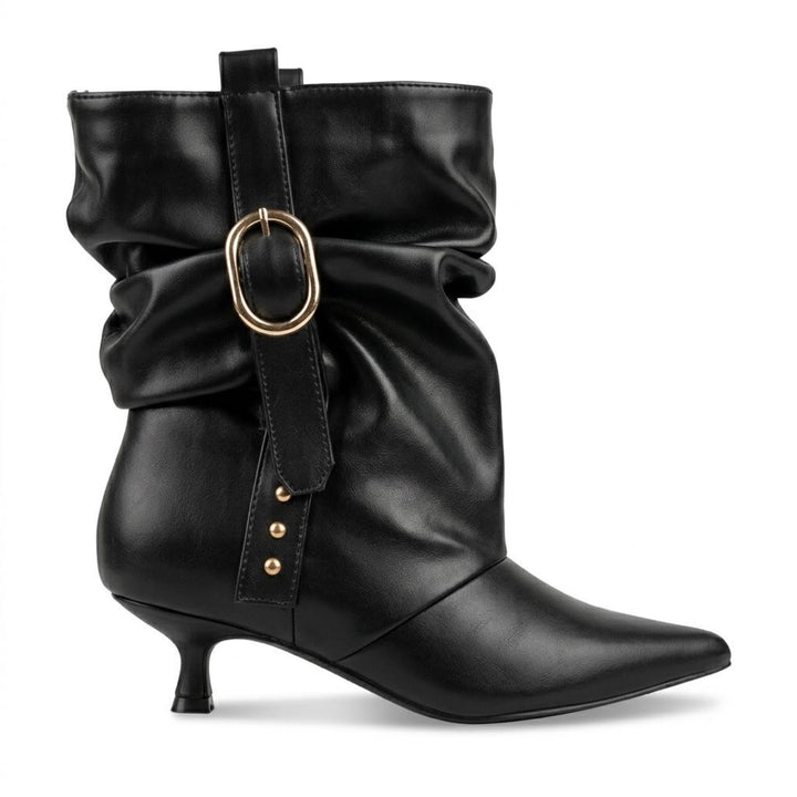 Sabrina Gold-Buckle Slouch Boots