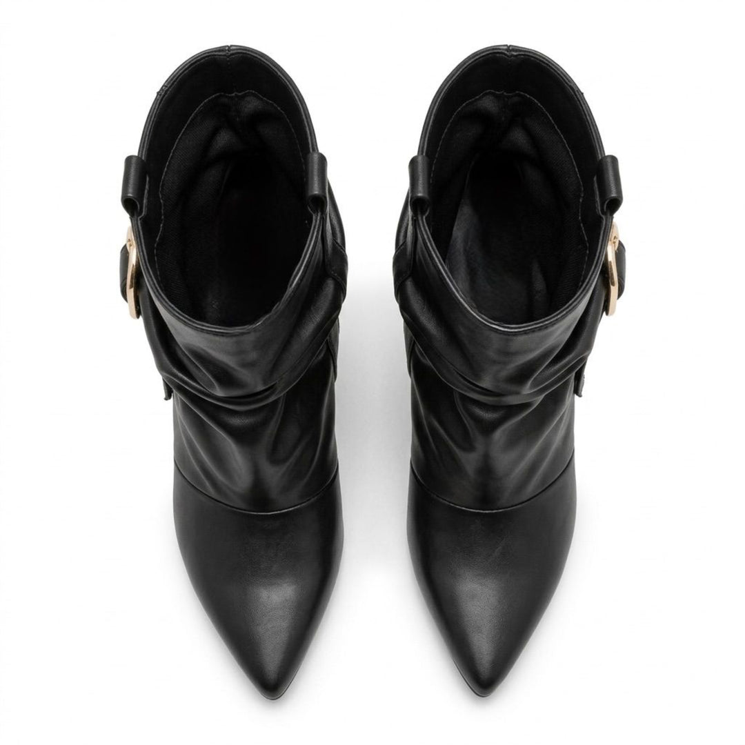 Sabrina Gold-Buckle Slouch Boots
