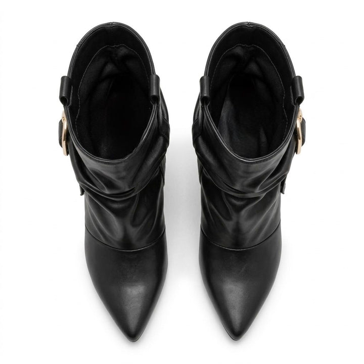 Sabrina Gold-Buckle Slouch Boots