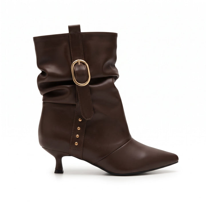 Sabrina Gold-Buckle Slouch Boots