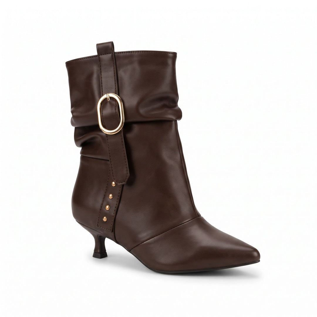Sabrina Gold-Buckle Slouch Boots
