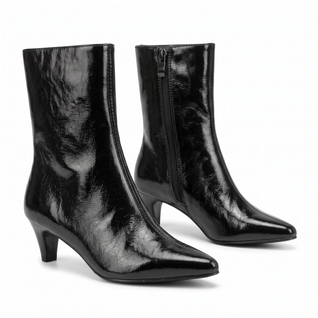 Scarlett Patent Kitten Heel Boots