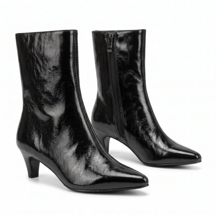 Scarlett Patent Kitten Heel Boots